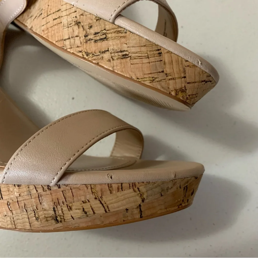 Charles by Charles David Beige Lindy Cork Wedge Platform Sandals Size 11